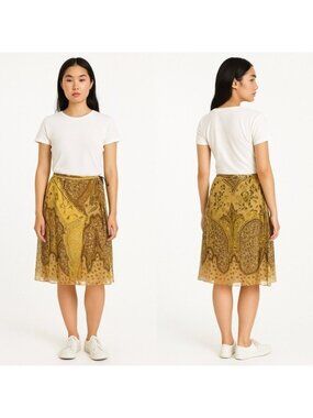 Vintage Banana Republic 100% Silk Paisley Handkerchief Skirt